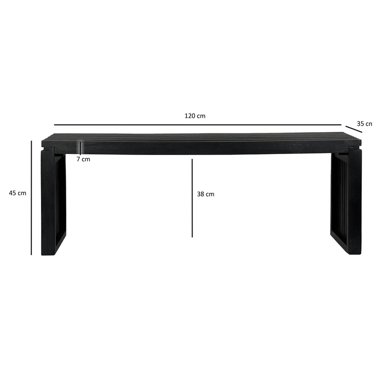 Sitzbank 120cm Akazie Massivholz Schwarz modern Flur Schlafzimmer