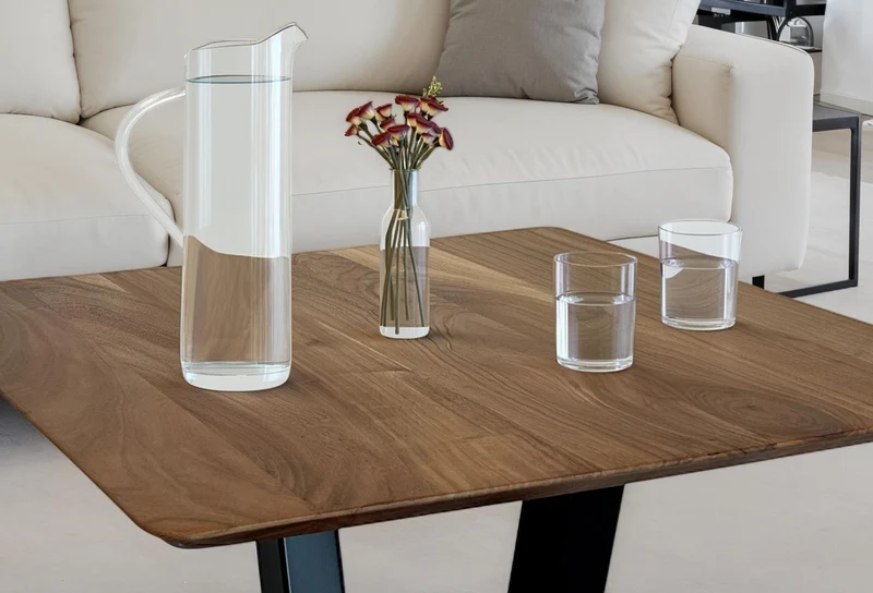Couchtisch 60x60x40cm Akazie Massivholz Metall Industrial Design