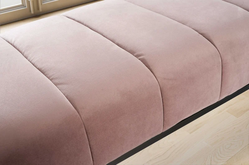 Sitzbank Samt Rosa 108x40x40cm Metallgestell Modern Gesteppt