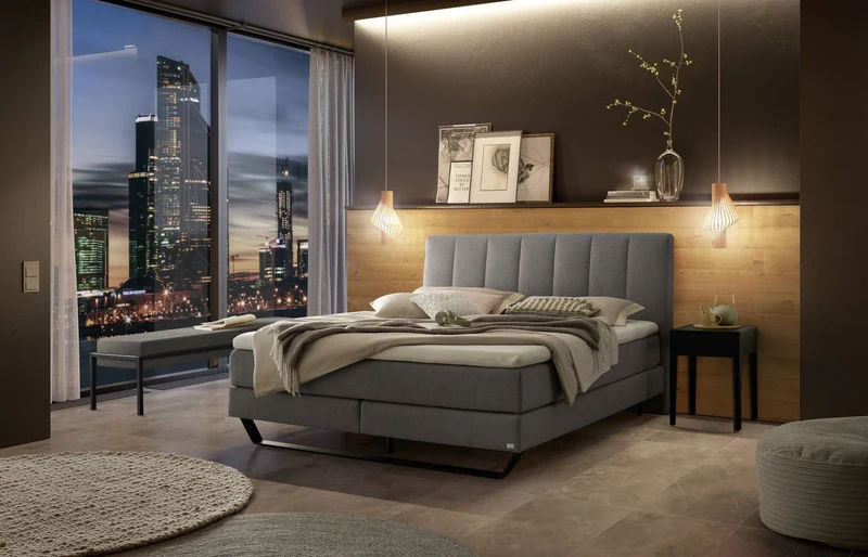 Hasena Bank Pato Schwarz mit Pace-Grey-Bezug im Art-déco-Stil