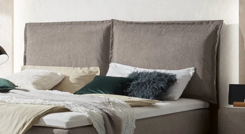 Hasena Boxspringbett Imelda in Eiche bright geölt mit Pace-Grey-Bezug
