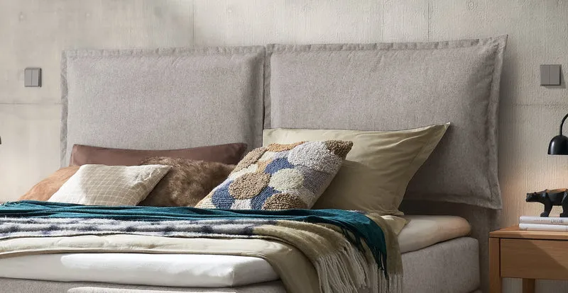 Hasena Boxspringbett Bonita in Eiche bright mit Topper, Light Grey