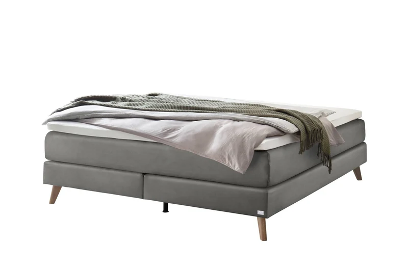 Hasena Boxspringbett Beatriz ohne Kopfteil, Eiche bright, Monet Grau