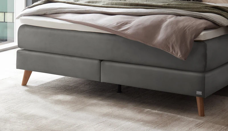 Hasena Boxspringbett Beatriz ohne Kopfteil, Eiche bright, Monet Grau