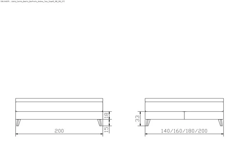 Hasena Boxspringbett Beatriz ohne Kopfteil, Eiche bright, Monet Grau
