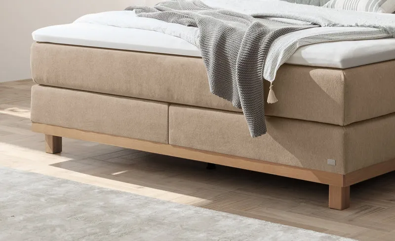 Hasena Boxspringbett Estela Eiche bright mit Topper und Pace-Sand-Bezug