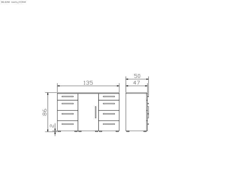 Hasena Incentro Kommode Selezione Eiche brandy mit weißem MDF-Korpus