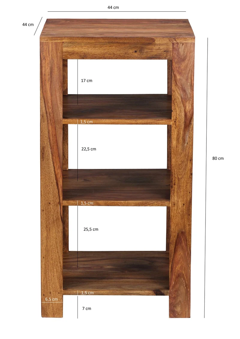 Regal Mumbai 80cm Sheesham Massivholz 3 Ablagen Landhausstil