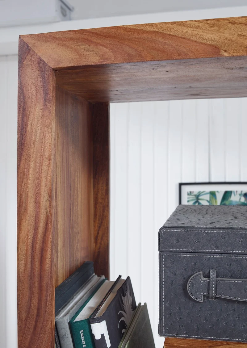 Bücherregal MUMBAI Sheesham Massivholz 90x180cm Landhaus-Stil Regal