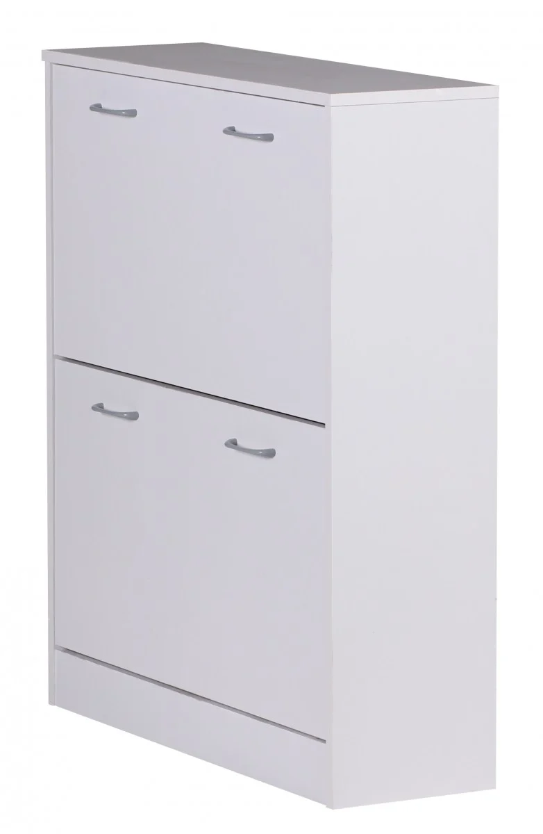 Schuhkipper KIEL Weiß matt 2 Fächer 75x87x24cm Holz modern