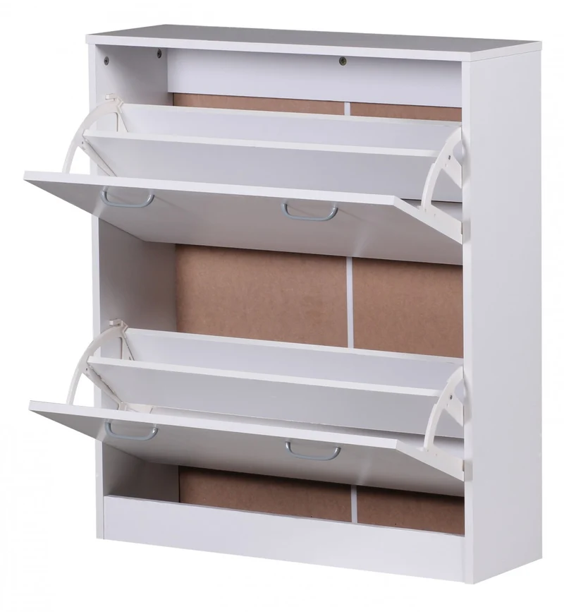 Schuhkipper KIEL Weiß matt 2 Fächer 75x87x24cm Holz modern