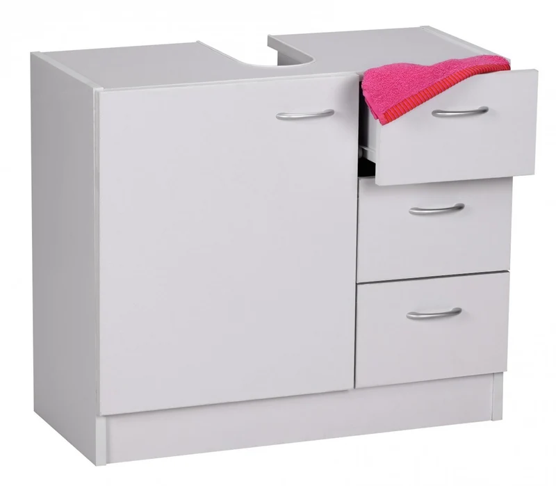 Waschbeckenunterschrank 54x63x30cm 1 Tür 3 Schubladen Weiß