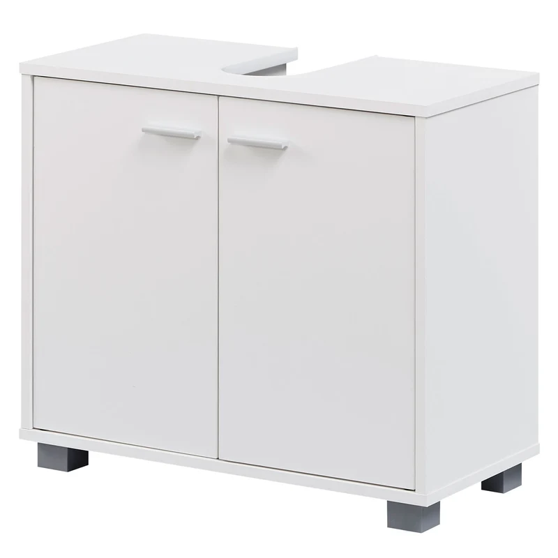 Waschbeckenunterschrank 60x55x30cm Weiß 2 Türen Bad Aufbewahrung