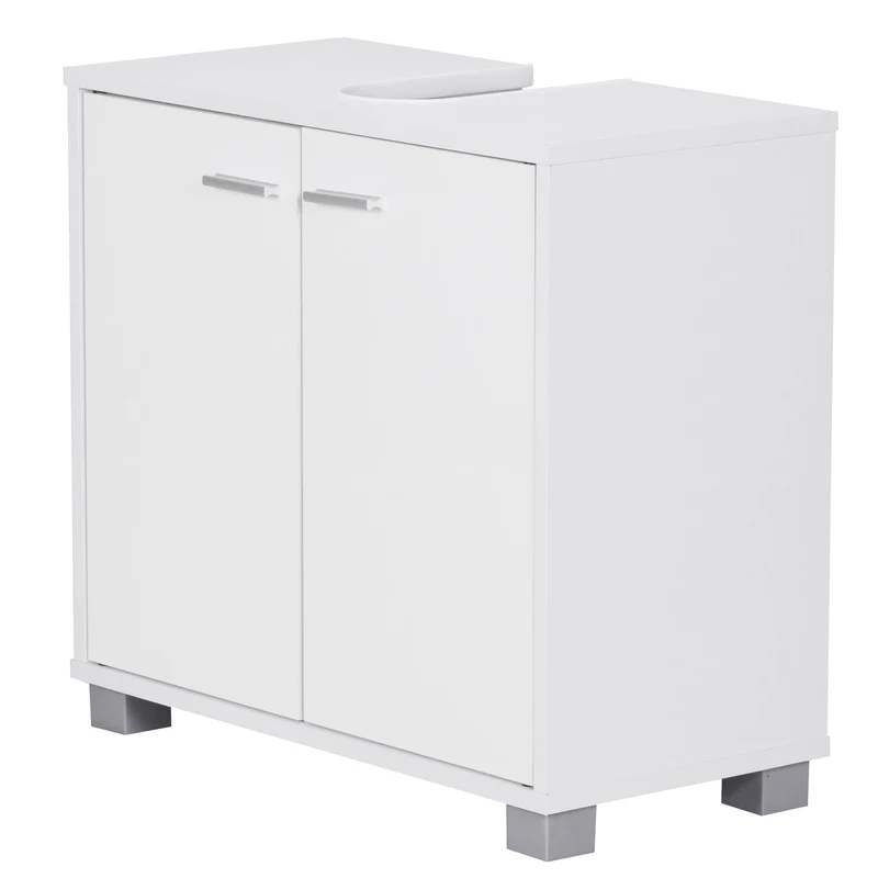 Waschbeckenunterschrank 60x55x30cm Weiß 2 Türen Bad Aufbewahrung