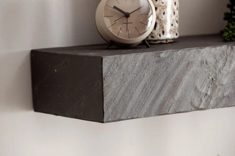 Wandregal 90x10x20cm Mango Massivholz Steinoptik Anthrazit Modern