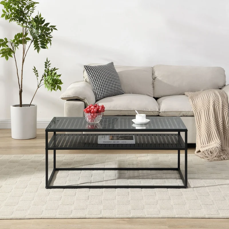 Couchtisch Glas Rechteckig 100 cm Schwarz im Loft-Design von Wohnling