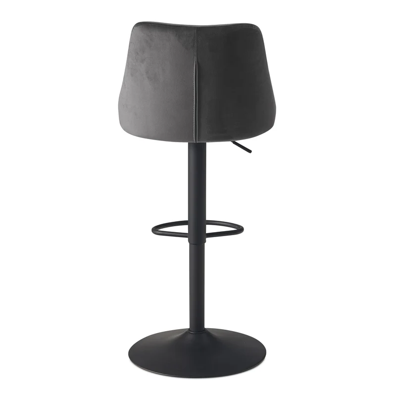 Barhocker Samt Grau höhenverstellbar 86-106cm Metallfuß gepolstert