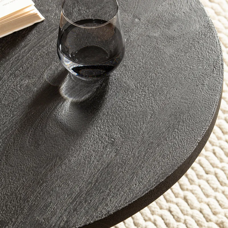 Couchtisch Mango Massivholz Rund 60x60x33cm Schwarz Modern Dreibein