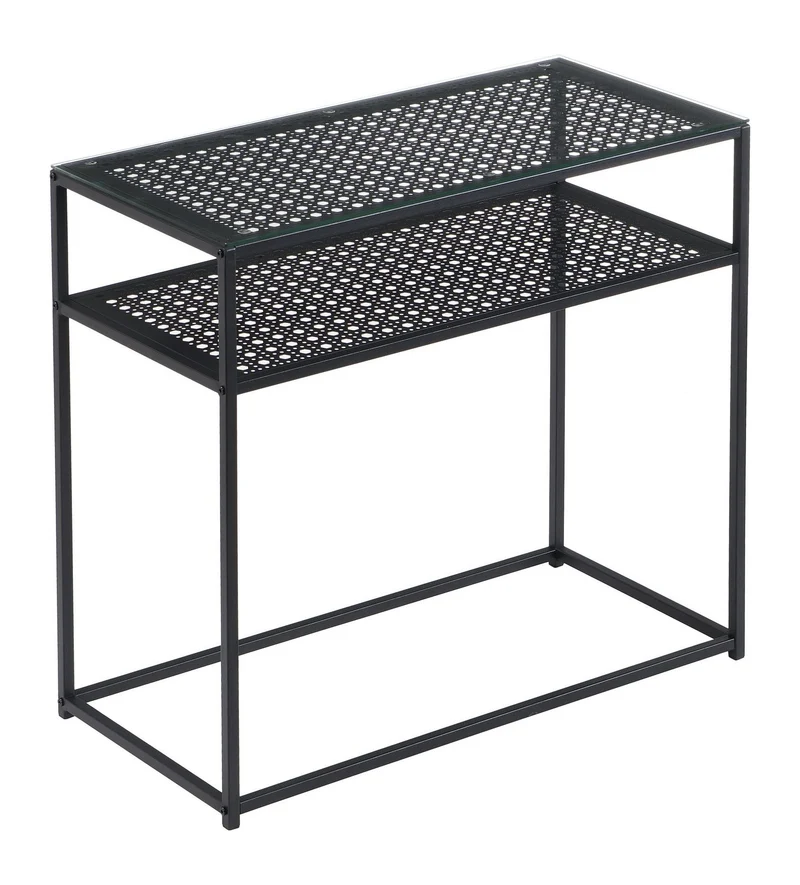 Konsolentisch Glas Schwarz 80x40x77 cm mit Metallgestell für Flur