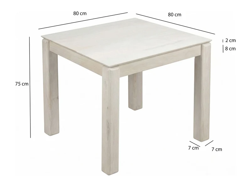 Esstisch Mango Massivholz 80x80 cm White Wash, Wohnling Küchentisch