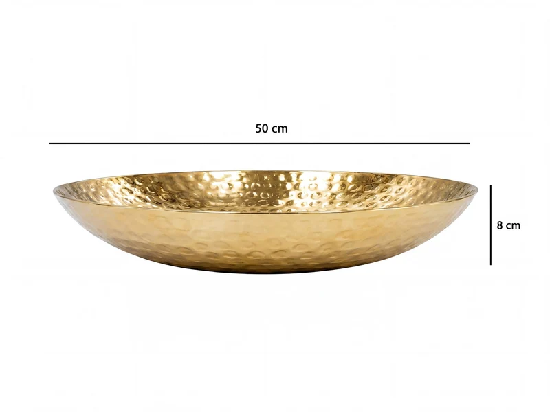 Obstschale Rund Gold 50 cm Aluminium Hammerschlag Tischdeko Handmade