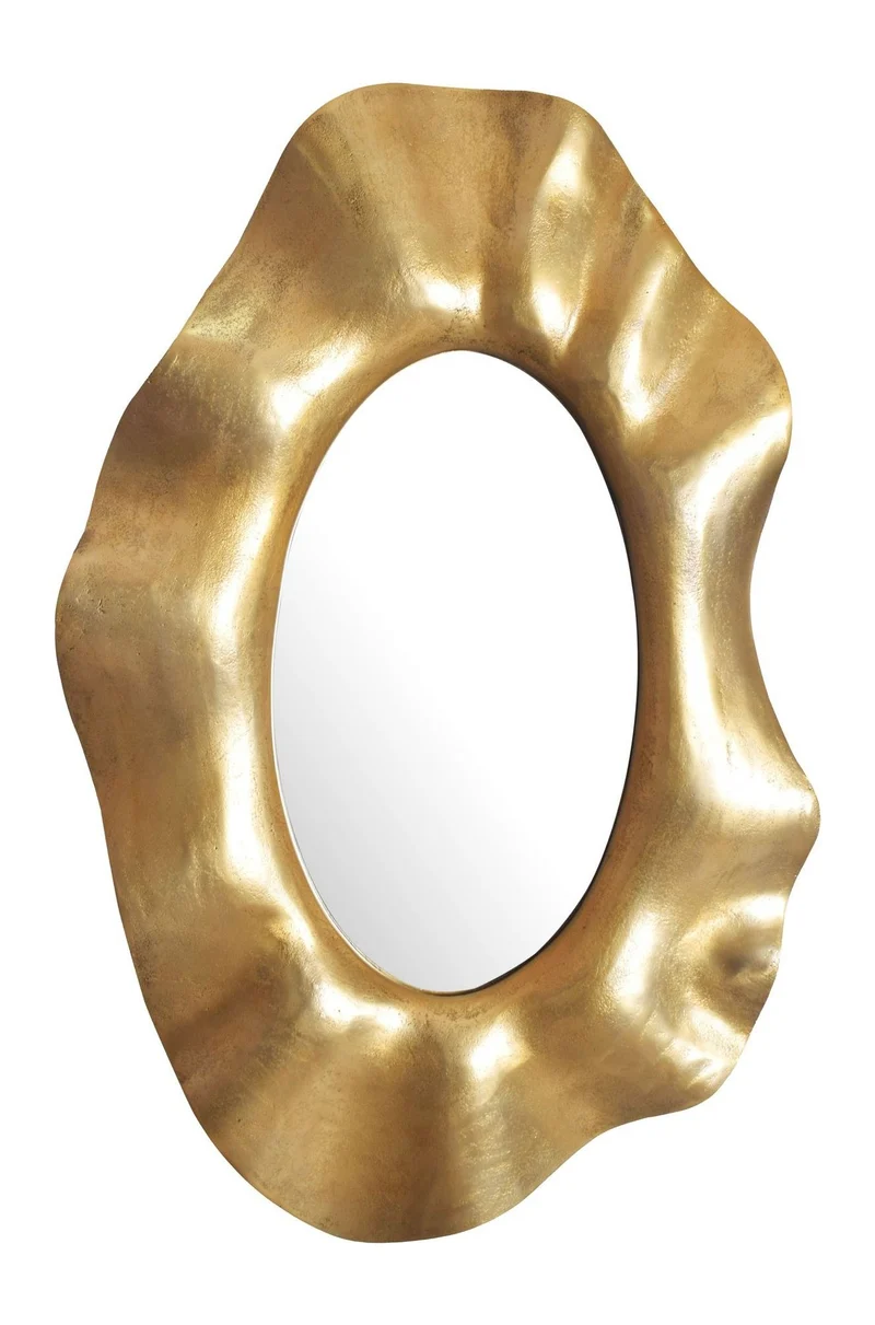 Wandspiegel Asymmetrisch Gold 60x90 cm, Aluminium-Flurspiegel Modern