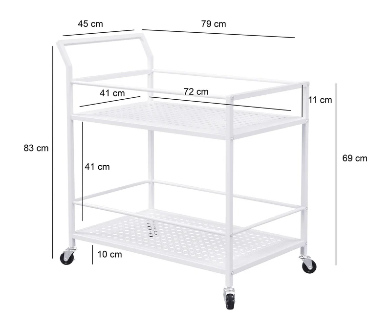Servierwagen Weiß mit Rollen & Bremsen – Barwagen für Küche, Esszimmer
