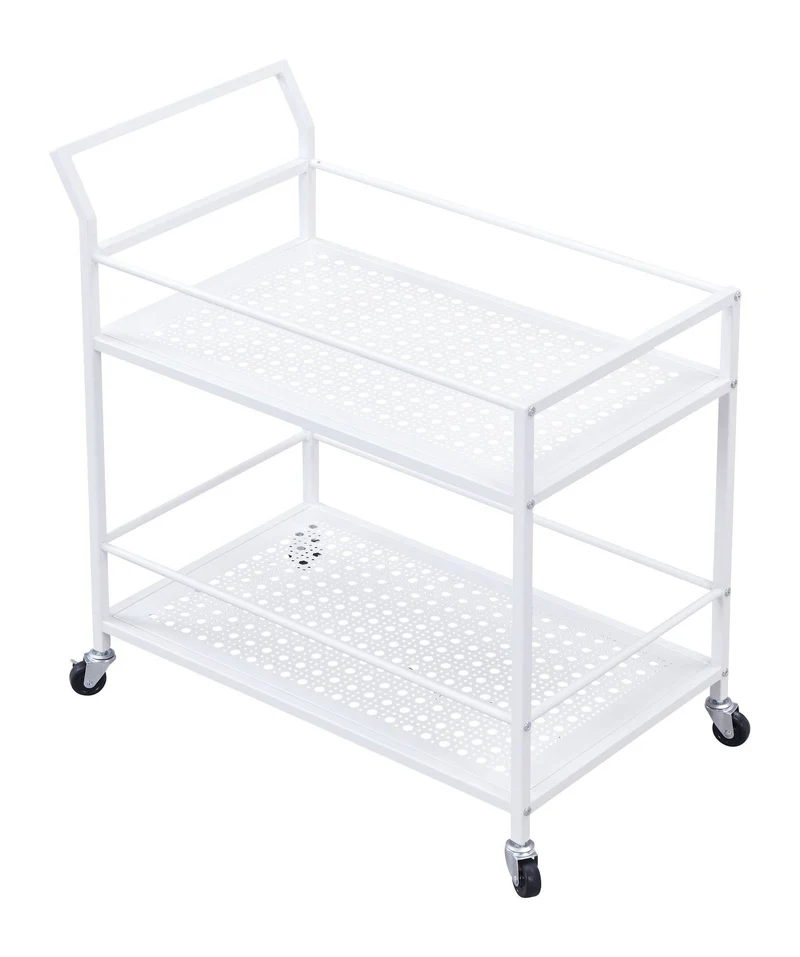 Servierwagen Weiß mit Rollen & Bremsen – Barwagen für Küche, Esszimmer