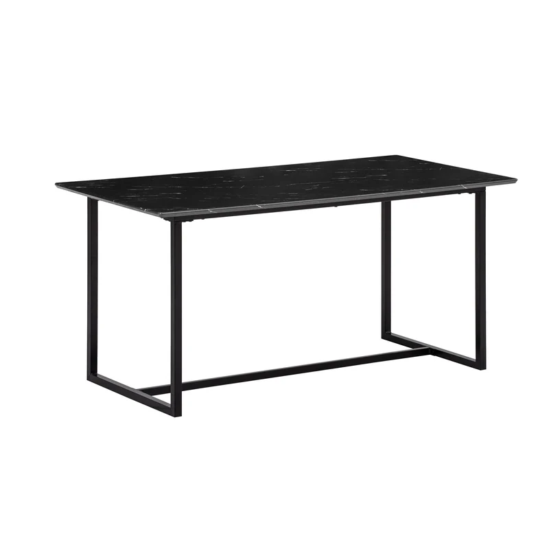 Esszimmertisch 180x90 Marmor-Optik Schwarz Metallbeine Modern
