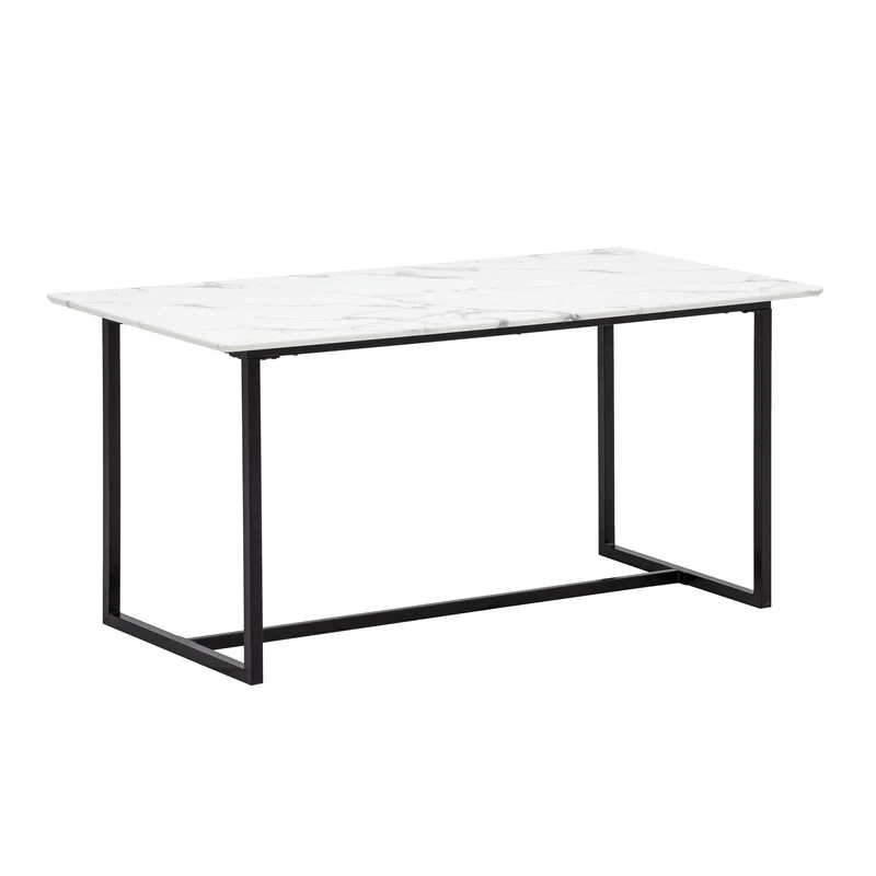 Esszimmertisch 120x60x76cm Marmor-Optik Weiß Metallbeine Modern