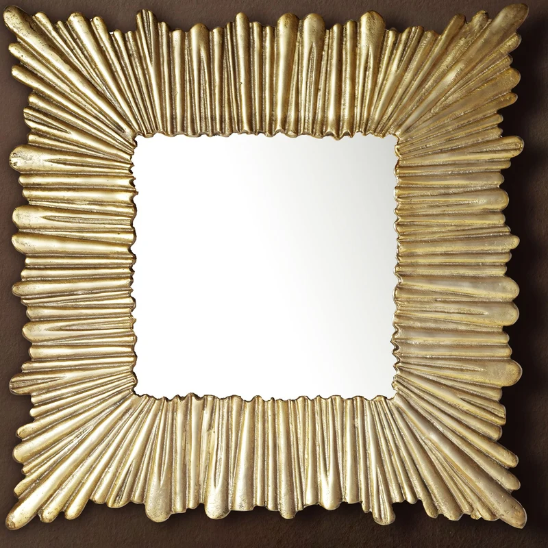 Wandspiegel Sonnenstrahlen-Design 75x75 cm Gold mit Aluminiumrahmen