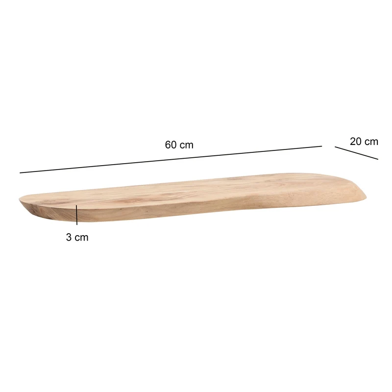 Wandregal Akazie Massivholz 60 cm, Hängeregal in schwebendem Design