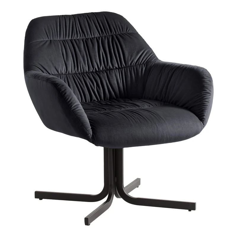 Loungesessel Samt Schwarz gepolstert Metallbeine Design Cocktailsessel
