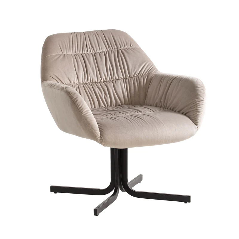 Loungesessel Samt Beige Metallbeine gepolstert mit Armlehnen
