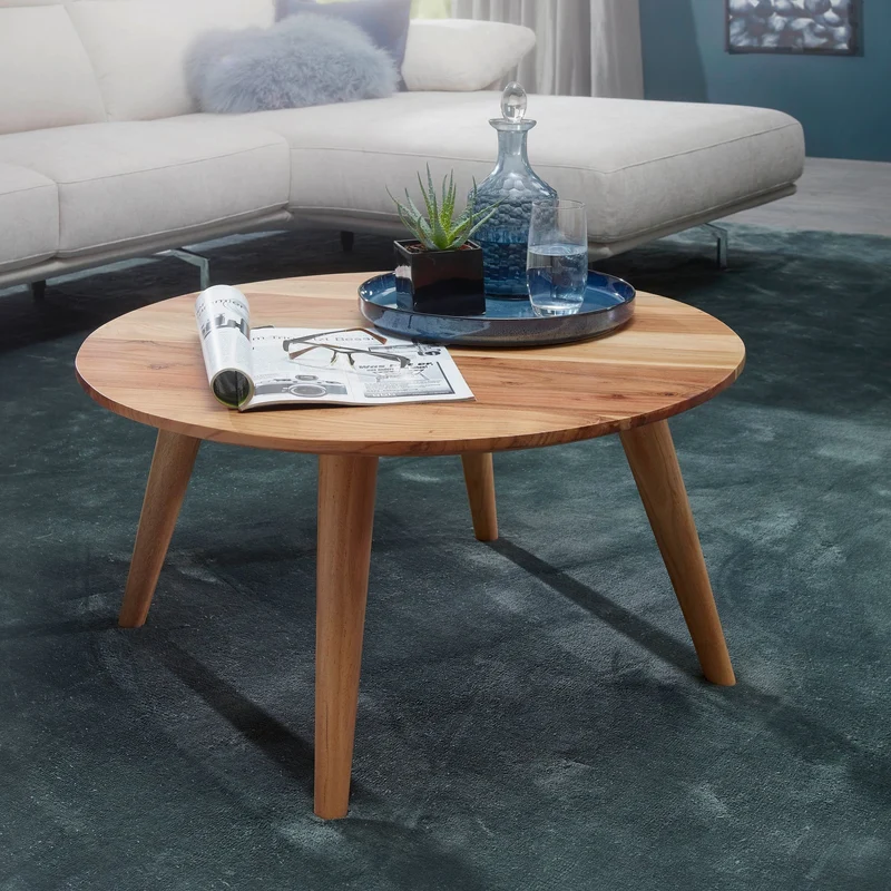 Couchtisch BOHA rund Ø75cm Massivholz Akazie Landhausstil