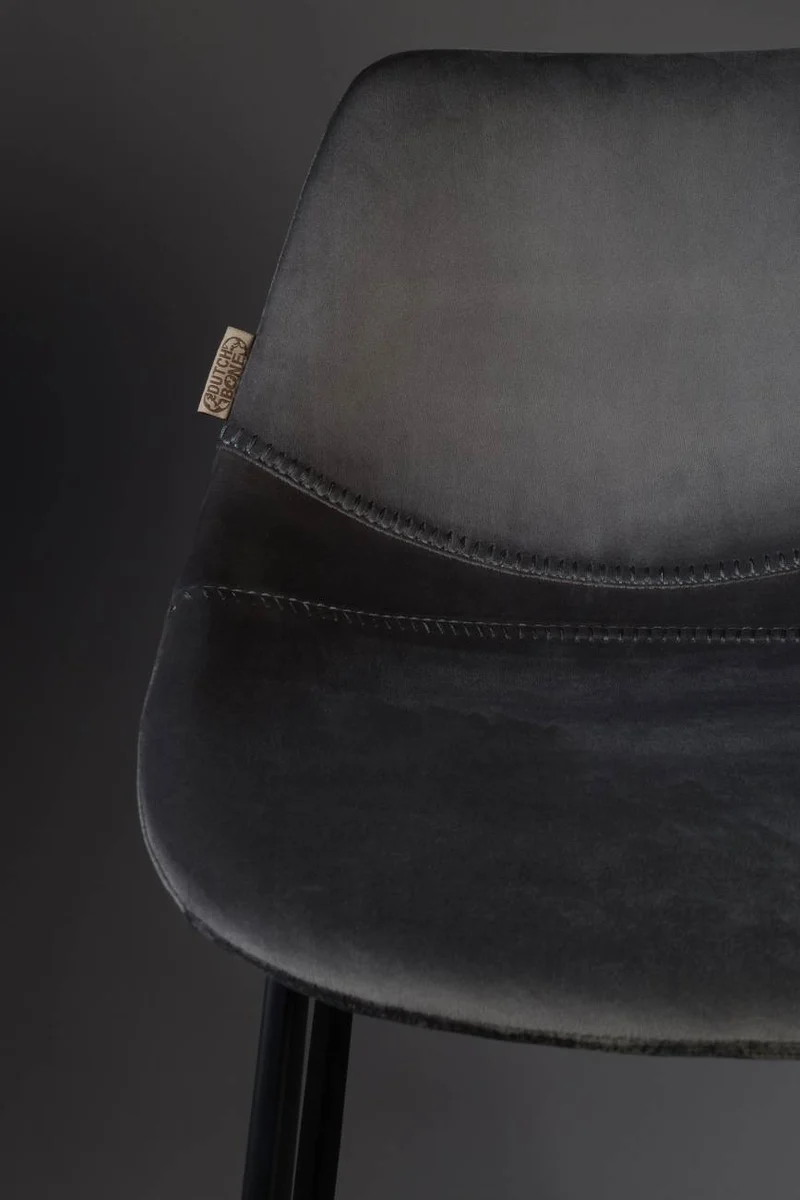 Barhocker FRANKY VELVET Samt Grau von DutchBone