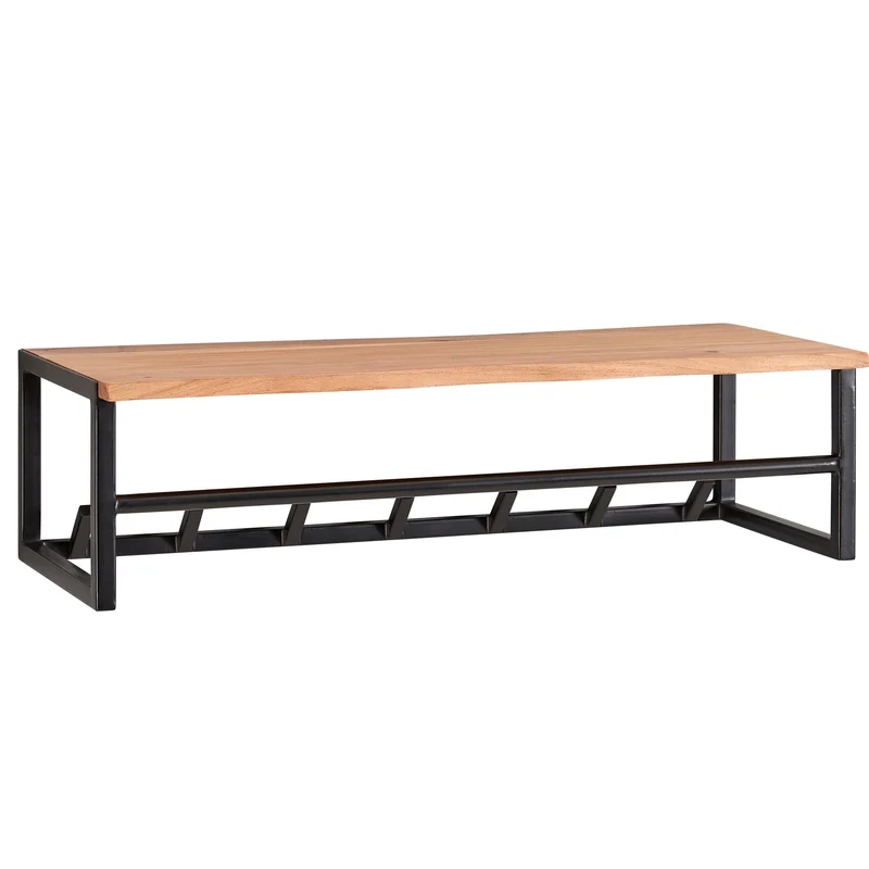 Wandgarderobe Akazie Massivholz Metall 80x22x33cm Hakenleiste Ablage