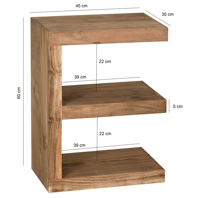 Beistelltisch MUMBAI Akazie Massivholz 60cm Landhausstil Braun