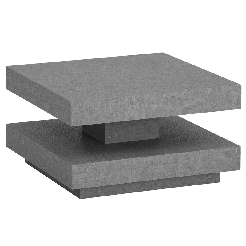 Couchtisch 60x60x34cm Beton-Optik Grau mit Stauraum Modern Quadratisch