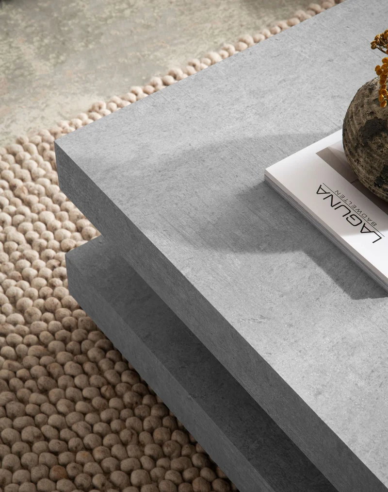 Couchtisch 60x60x34cm Beton-Optik Grau mit Stauraum Modern Quadratisch