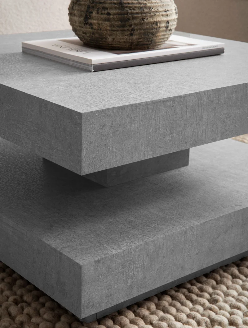 Couchtisch 60x60x34cm Beton-Optik Grau mit Stauraum Modern Quadratisch