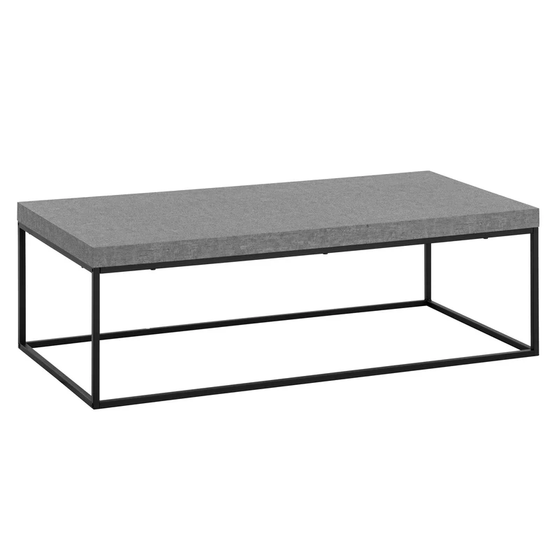 Couchtisch 120x60x38cm Beton-Optik Grau Metallbeine Modern Rechteckig