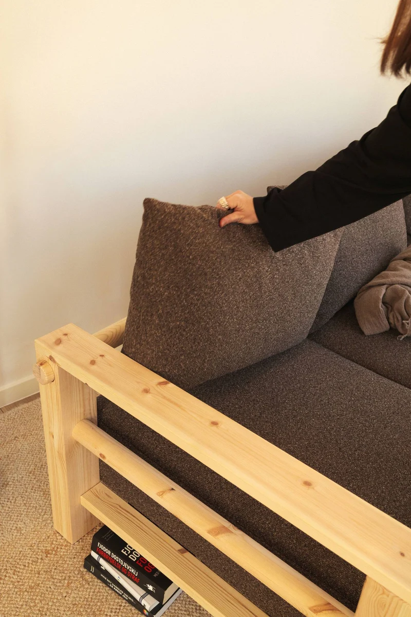 Schlafsofa BARE Sofa Bed mit Taschenfederkern Kiefer massiv unfinished