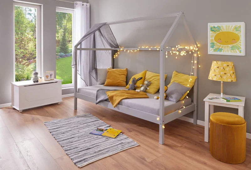 Hausbett Sun Road Grau aus Massivholz Kiefer fürs Kinderzimmer