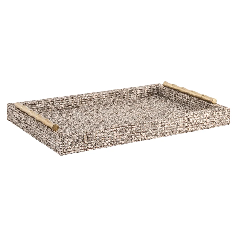 Tablett Chantel Beige – Dekotablett aus Wildleder, 38x25 cm