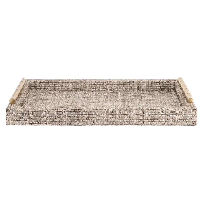 Tablett Chantel Beige – Dekotablett aus Wildleder, 38x25 cm