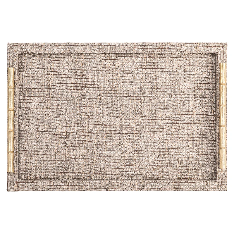 Tablett Chantel Beige – Dekotablett aus Wildleder, 38x25 cm