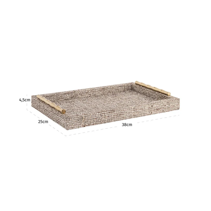 Tablett Chantel Beige – Dekotablett aus Wildleder, 38x25 cm
