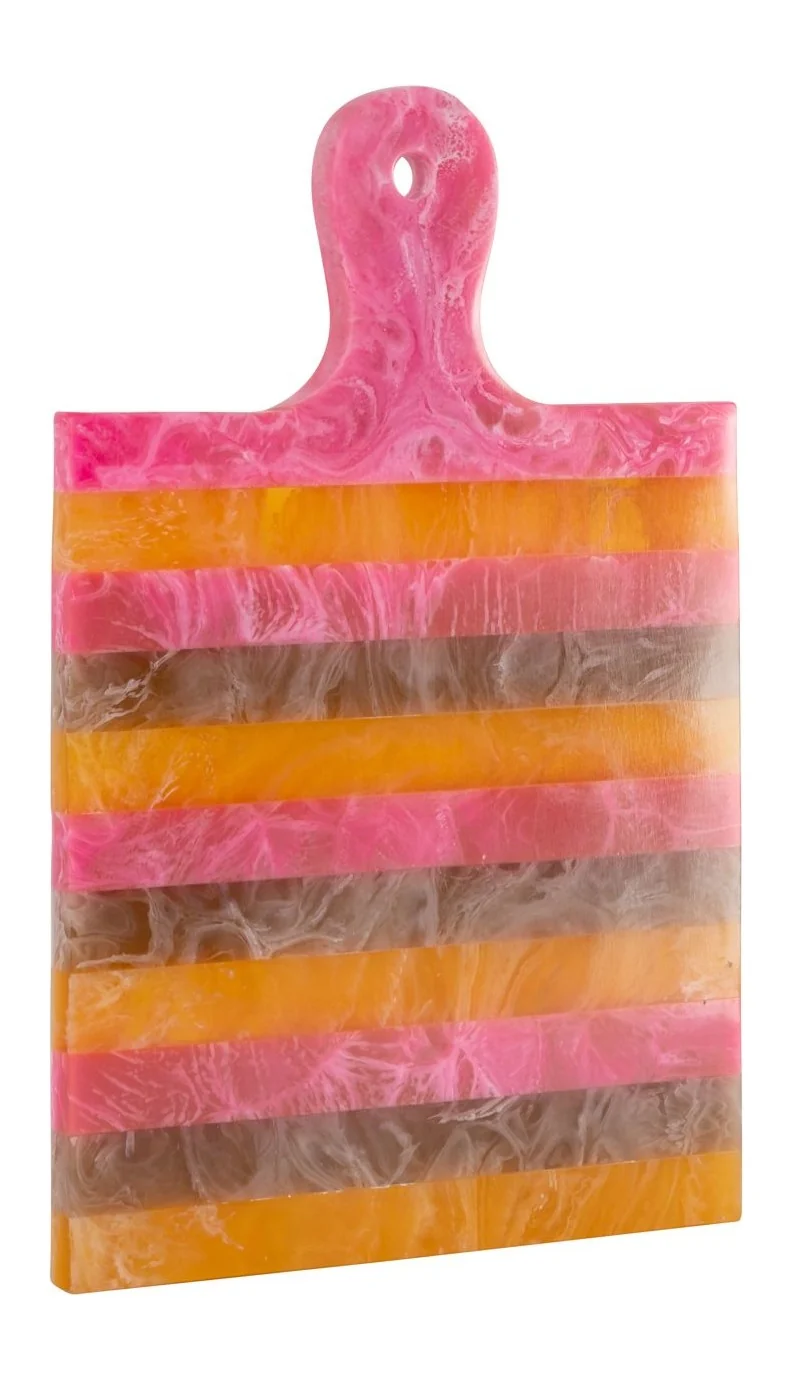 Tablett Cindy – Harz-Deko-Tablett pink/orange, handgegossenes Unikat