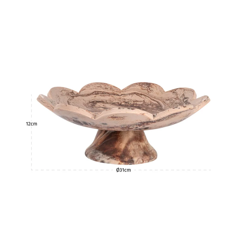 Schale Peony chocolat brown – runde Dekoschale aus Harz, Ø 31 cm